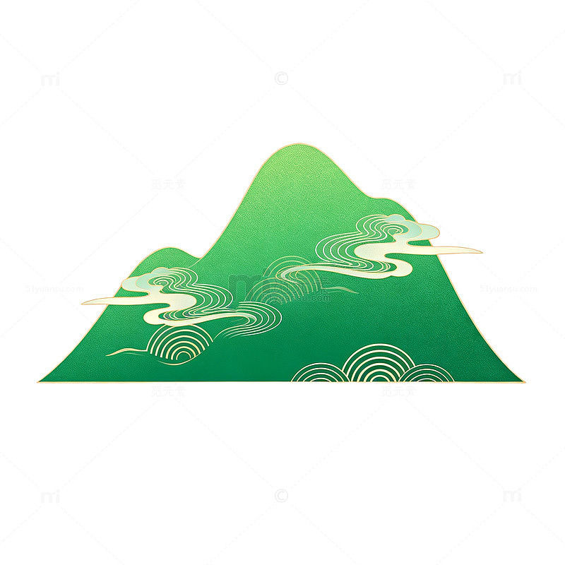 中国风山水画元素矢量插画