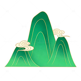 绿色山水画矢量插画设计元素