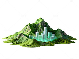 绿色山峰城市融合图