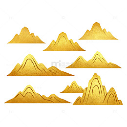 金色山水图案装饰元素
