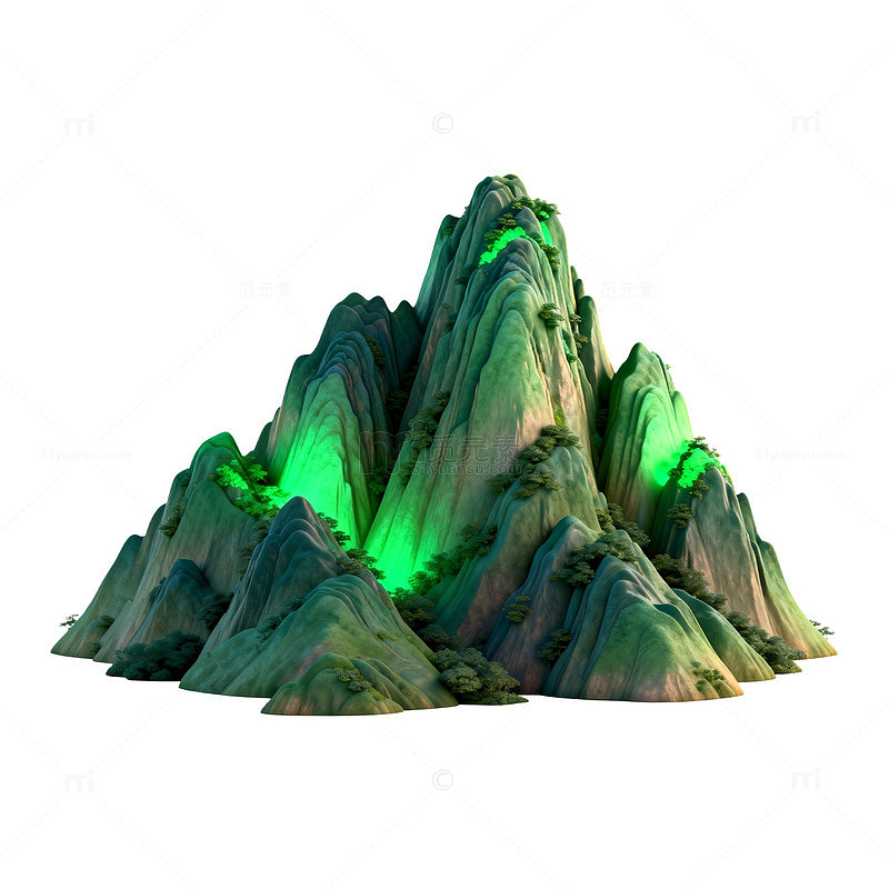 奇幻山景数字艺术插画