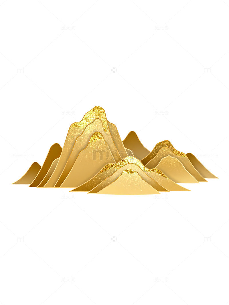 金色山水画矢量素材