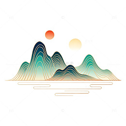 山水风景矢量插画设计元素