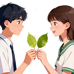 青春校园爱情插画素材