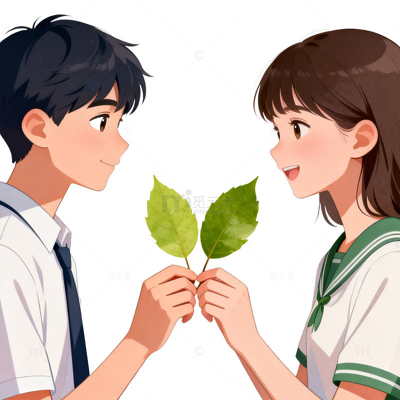 青春校园爱情插画素材