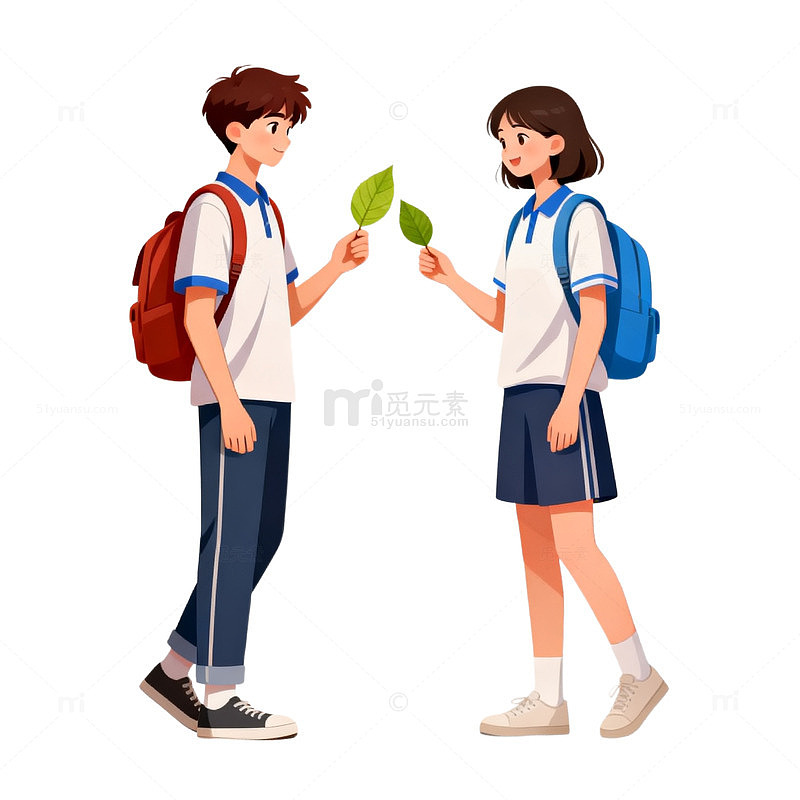 卡通学生对话插画