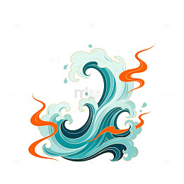 海浪插画抽象艺术设计素材