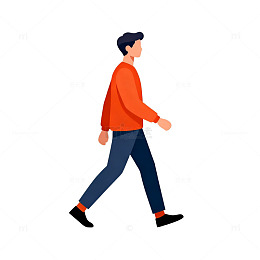 简约行走男性矢量插画