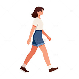 简约插画步行女性设计元素