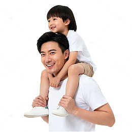 亲子时光快乐玩耍温馨画面家庭互动卡通风格PNG素材