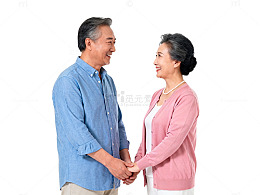 温馨老年夫妇握手肖像