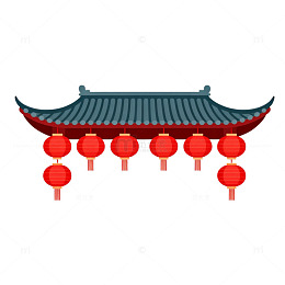 传统中式建筑红灯笼插图