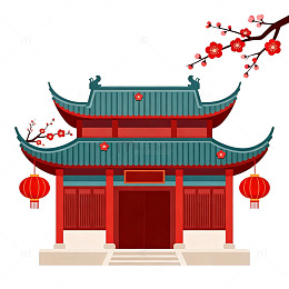中国风传统建筑插画素材