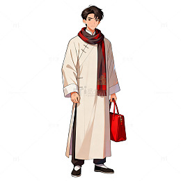时尚男士插画冬季装扮