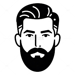 黑白简约男性头像矢量图标设计素材