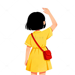 卡通女孩背影插画