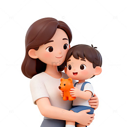 温馨母子卡通插画