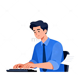 繁忙办公男性插画
