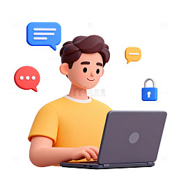 3D卡通人物电脑操作图