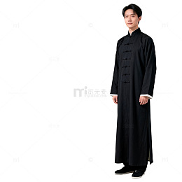 黑色传统中式服装男模特展示
