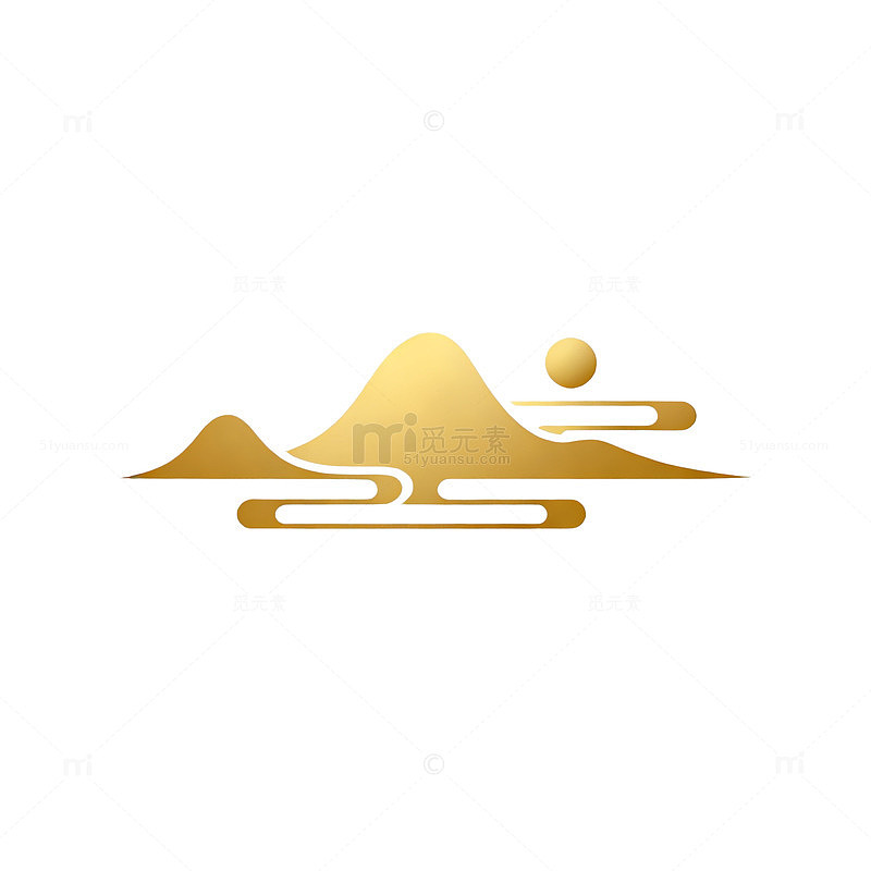 金色山水简约标志设计