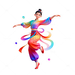 彩绘舞蹈女性艺术插画