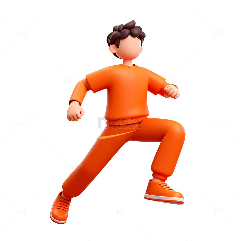 动感奔跑卡通人物插画