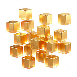 金色立方体发光装饰