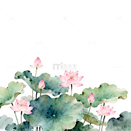 水彩荷花水墨画设计素材
