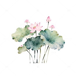 水墨荷花淡雅艺术插画