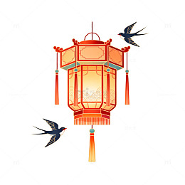中国风传统灯笼燕子图案