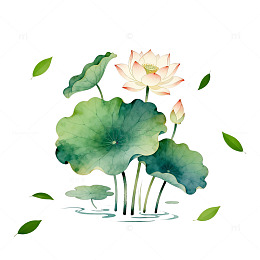 水墨荷花淡雅意境插画