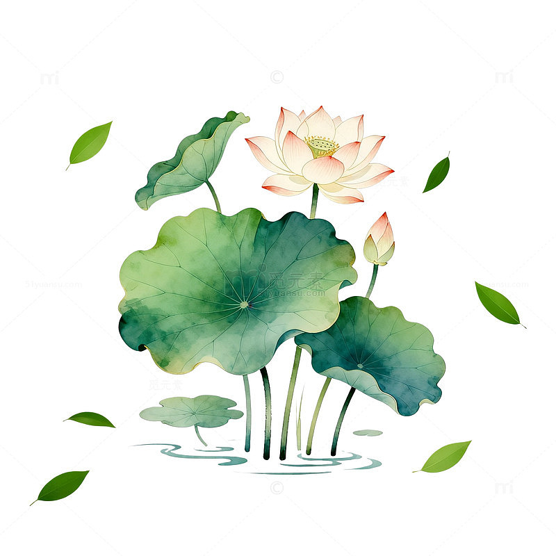 水墨荷花淡雅意境插画