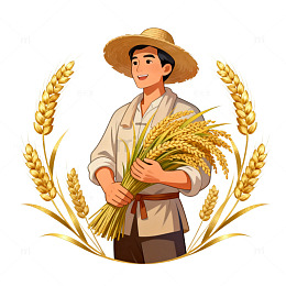 农民丰收稻穗插画素材