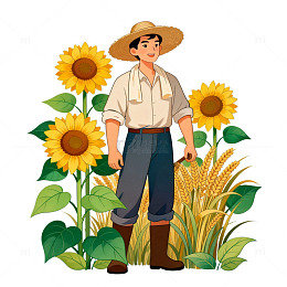 田园农民插画素材