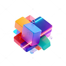 色彩立方体立体设计抽象图