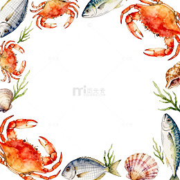 海鲜主题边框设计素材