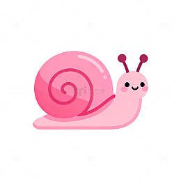 卡通粉嫩蜗牛插画设计素材