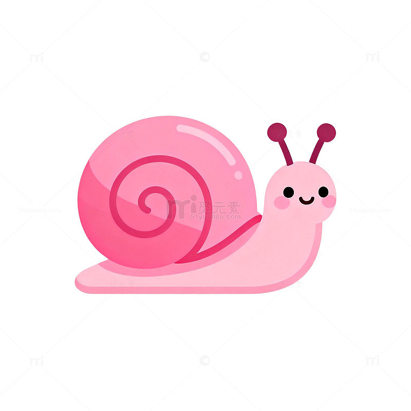 卡通粉嫩蜗牛插画设计素材