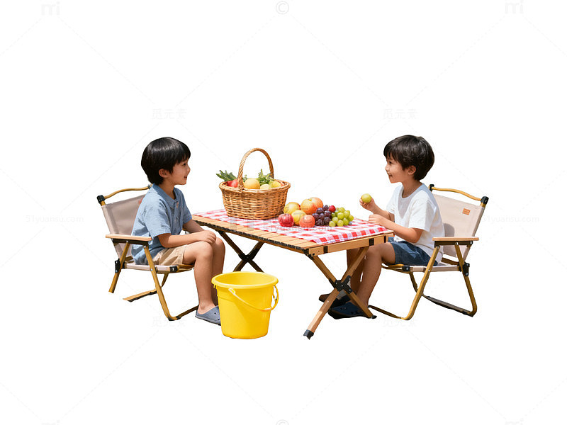 夏日溪边野餐童趣