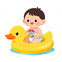 卡通婴儿橡皮鸭玩具插图