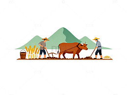 田园风光农耕插画