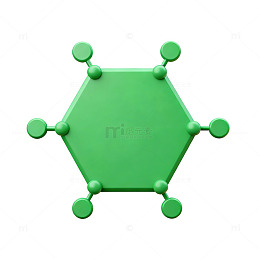 绿色六边形分子模型3D渲染图