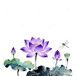 水墨荷花蜻蜓国画