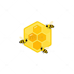 卡通蜜蜂与蜂巢图案设计元素