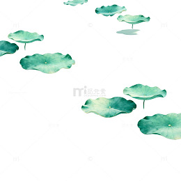 水墨荷叶漂浮设计元素