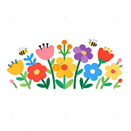 卡通花卉插画设计素材