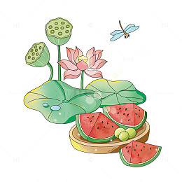 荷花蜻蜓西瓜