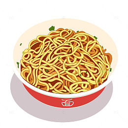 卡通面条美食插画