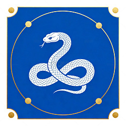 蓝色边框蛇图案元素